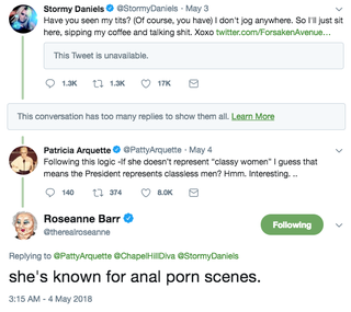Illustration for article titled Let's Check in on This Stormy Daniels-Roseanne Barr Debate Over AnalÂ